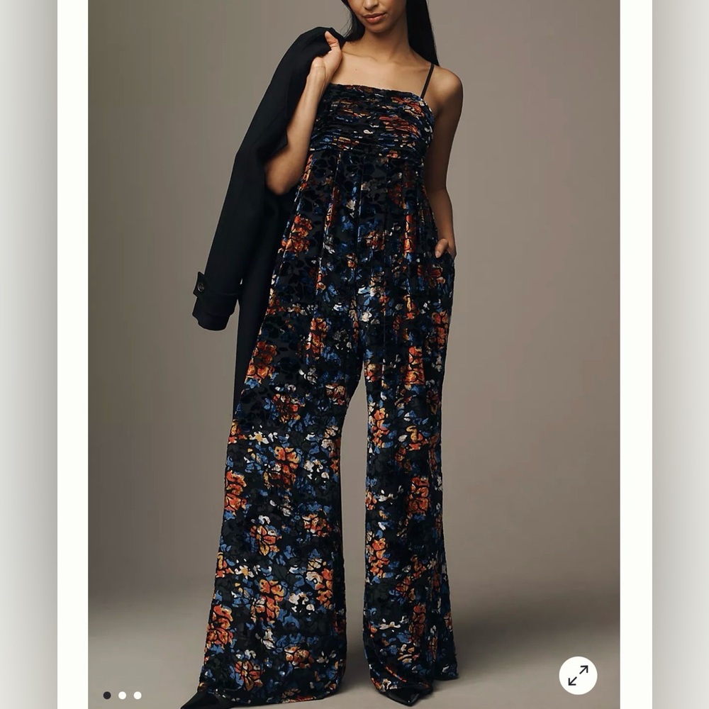 Anthropologie Hutch the Mabel Velvet Wide Leg Jumpsuit Size XL